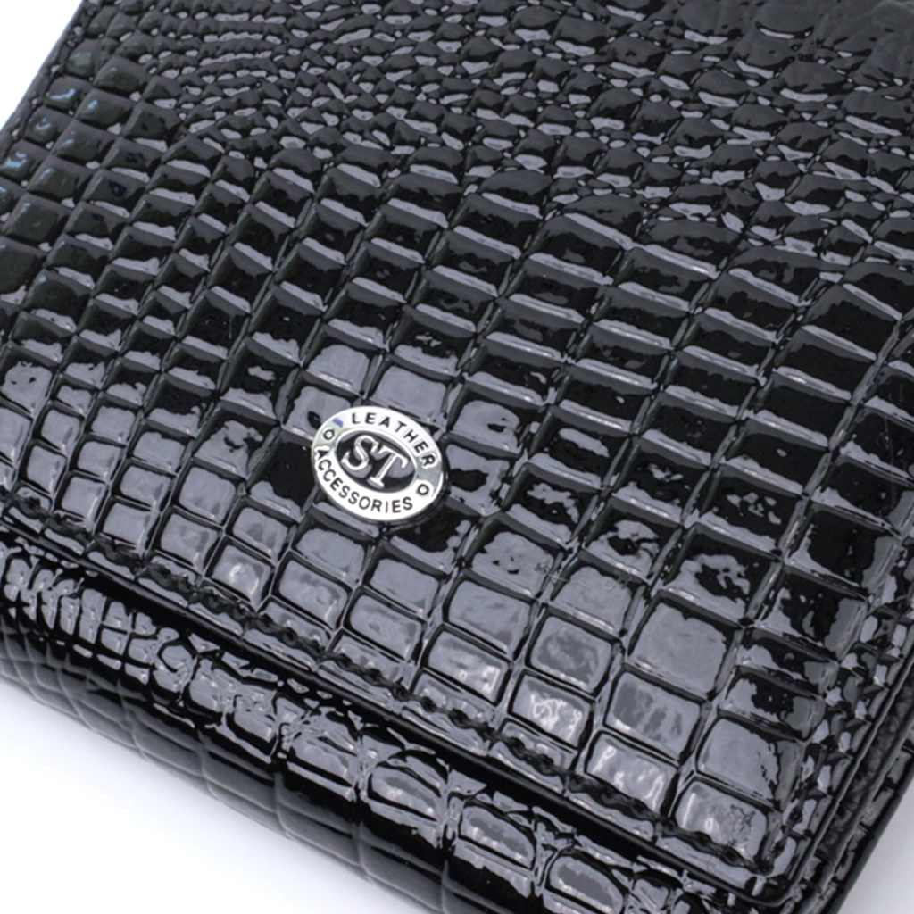 Гаманець ST Leather З натуральної лакованої шкіри Чорний (22688) - зображення 5