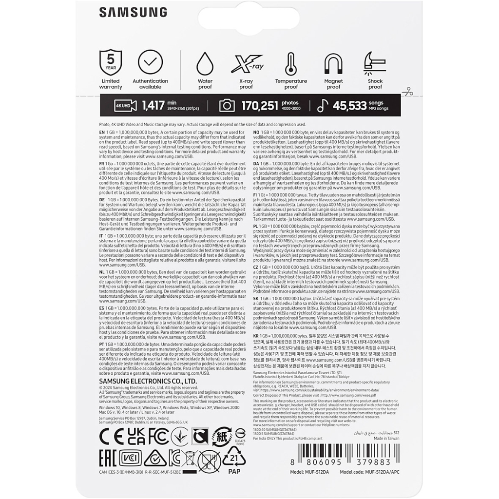 USB флеш накопичувач Samsung 512GB USB Type-C Blue USB 3.1 (MUF-512DA/APC) - изображение 10