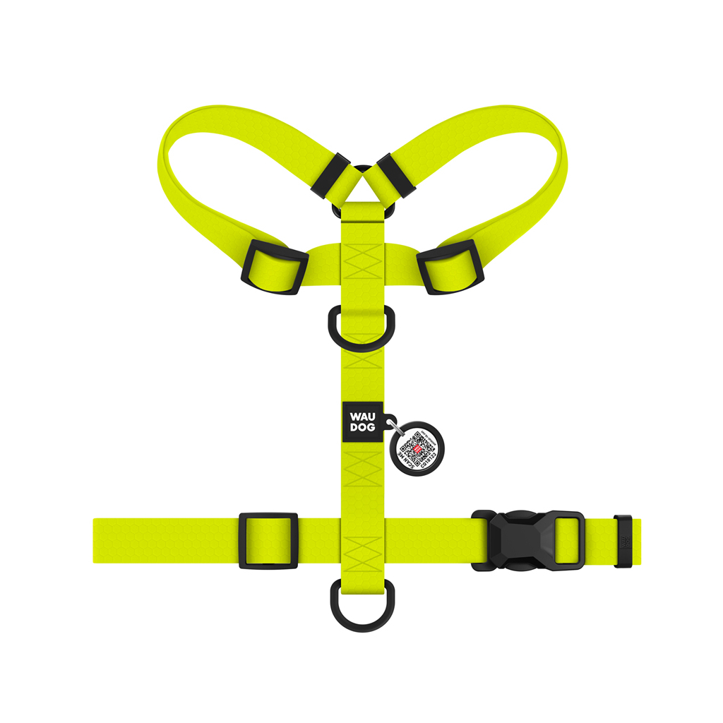 Шлея для собак WAUDOG Magnet анатомічна Н-подібна з QR-паспортом, магнітна пряжка-фастекс L лимонна (262426) - зображення 3