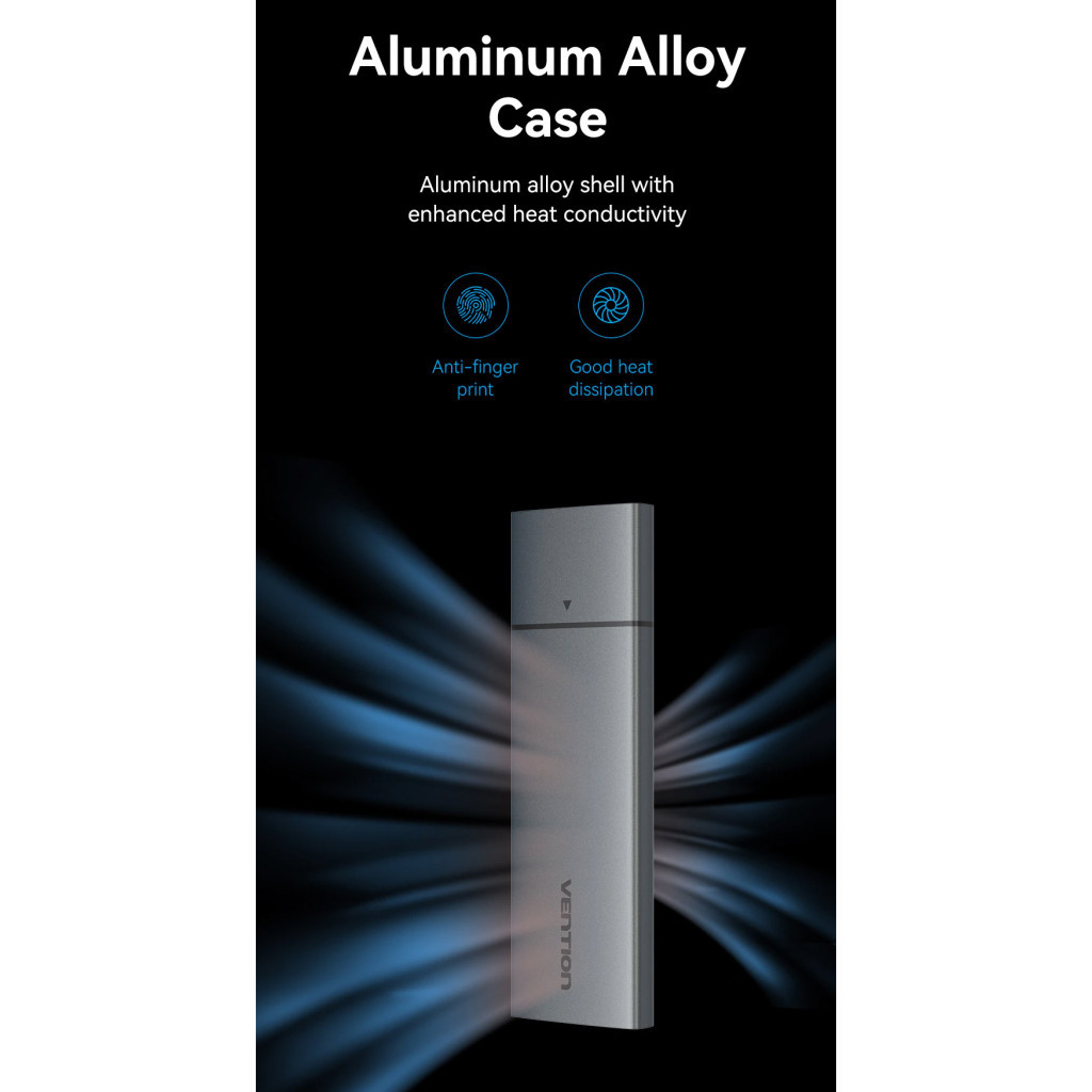 Кишеня зовнішня Vention SSD M.2 (NVME) M-key USB Type-C 3.2 gray (KPGH0) - зображення 6