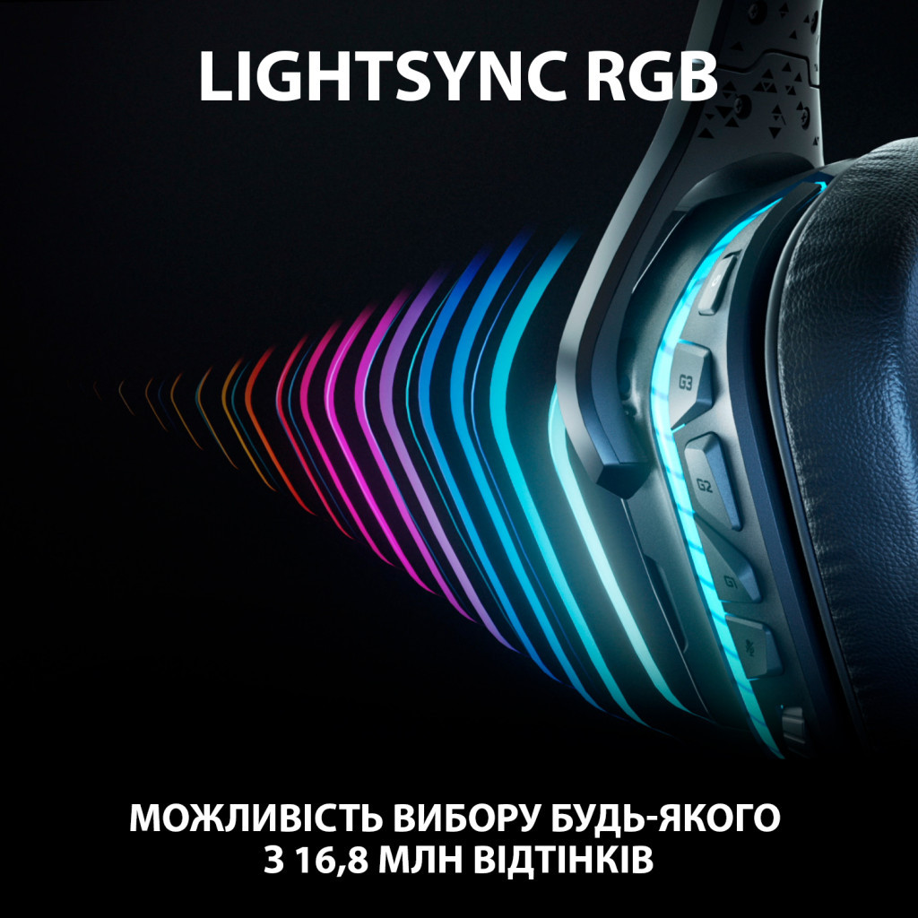 Навушники Logitech G935 Wireless 7.1 Surround Sound LIGHTSYNC Gaming Headset (981-000744) - зображення 8