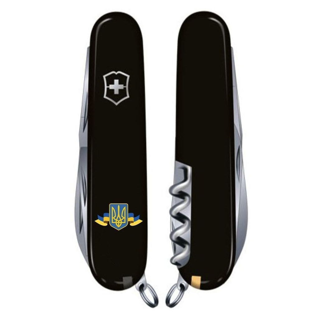 Ніж Victorinox Climber Ukraine Black "Герб України Зі Стрічкою" (1.3703.3_T1010u) - зображення 3