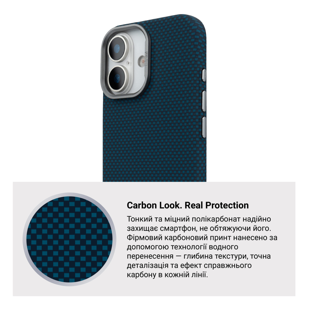 Чохол до мобільного телефона Armorstandart LikeCarbon2 MagCase Apple iPhone 17 Kevlar Dark Blue (ARM88613) - зображення 7