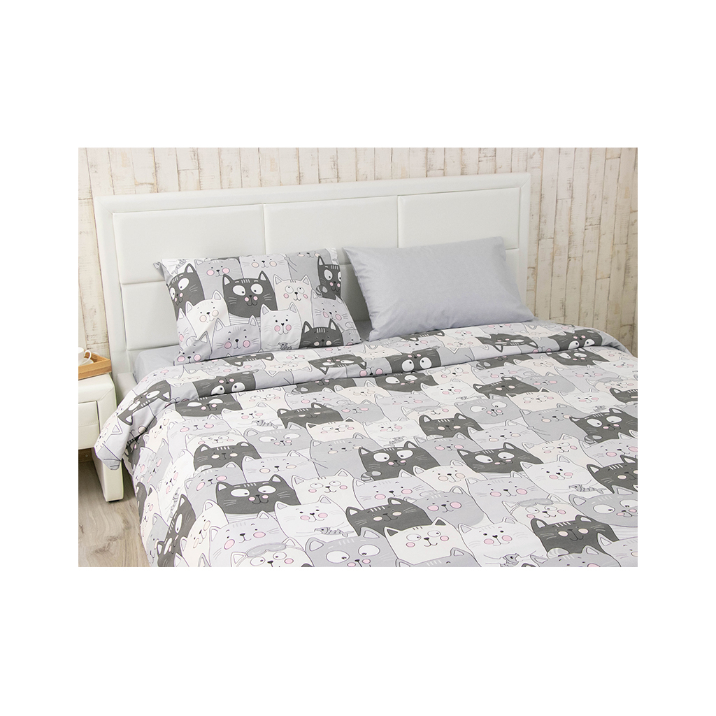 Постільна білизна Руно Grey Cat бязь набивна полуторний (1.114Б_Grey Cat) - зображення 2