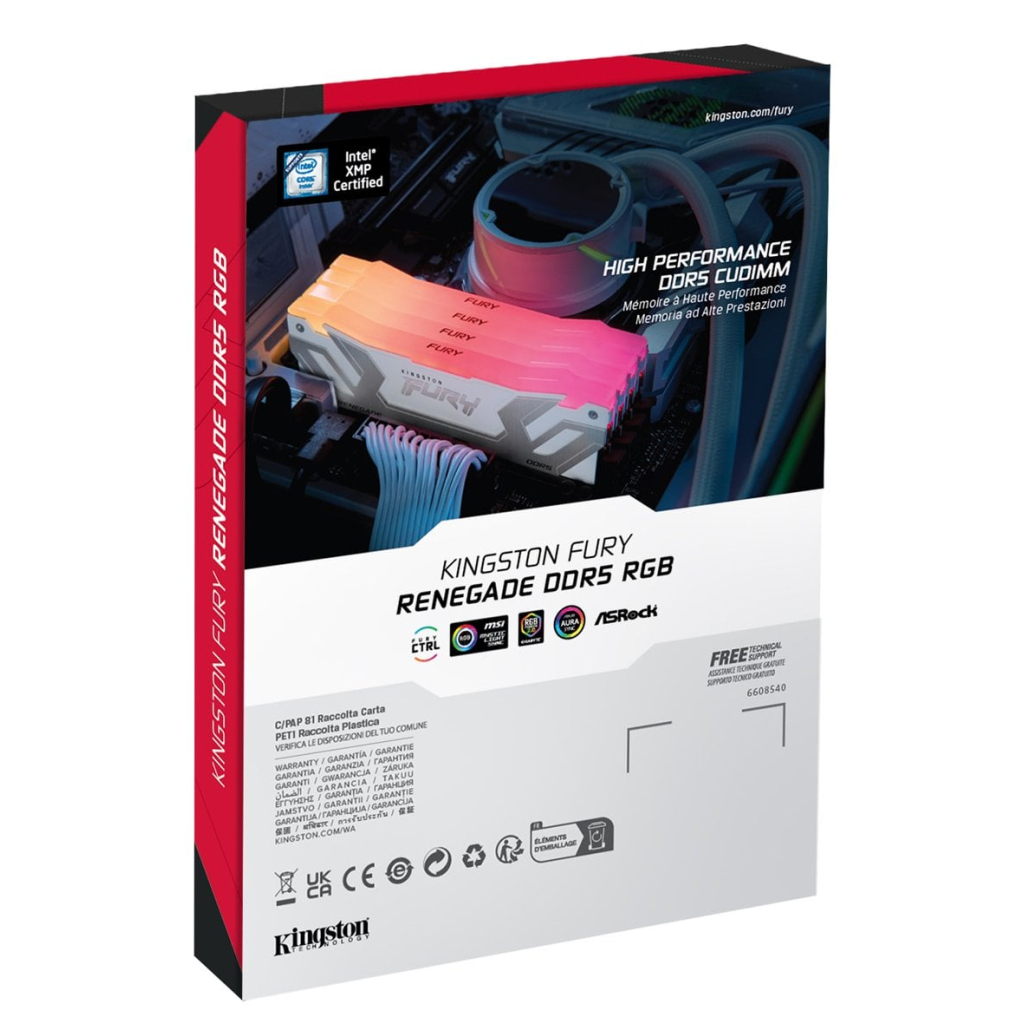 Модуль пам'яті для комп'ютера DDR5 48GB (2x24GB) 8400 MHz Renegade RGB White/Silver Kingston Fury (ex.HyperX) (KF584CU40RWAK2-48) - зображення 6