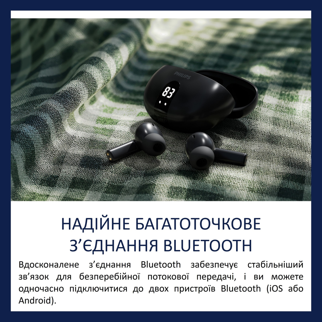 Навушники Philips TAT2520BK/00 Wireless Black (TAT2520BK/00) - зображення 10