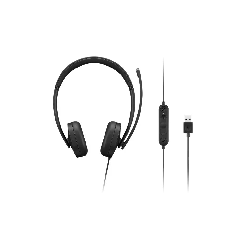 Навушники Lenovo USB-A Wired Stereo Headset Gen 2 Black (4XD1P83425) - зображення 2