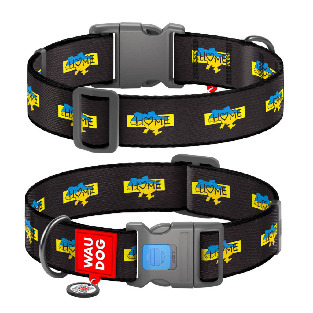 Нашийник для тварин WAUDOG Nylon з QR паспортом "Дім" пластиковий фастекс S Ш 15 мм Д 25-35 см (280-0230) - зображення 1