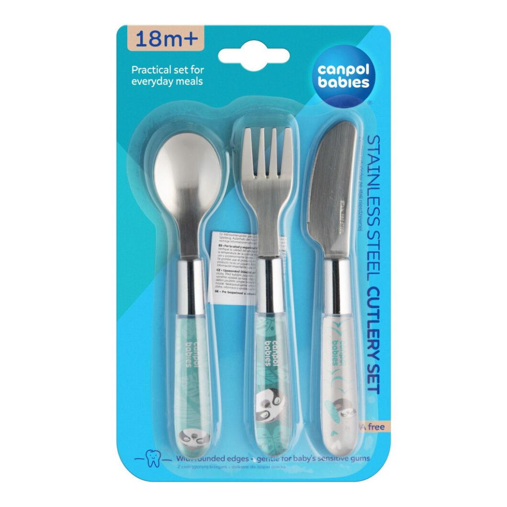 Набір дитячого посуду Canpol babies EXOTIC ANIMALS столові прибори з нержавіючої сталі, синій (9/477_blu2) - зображення 3