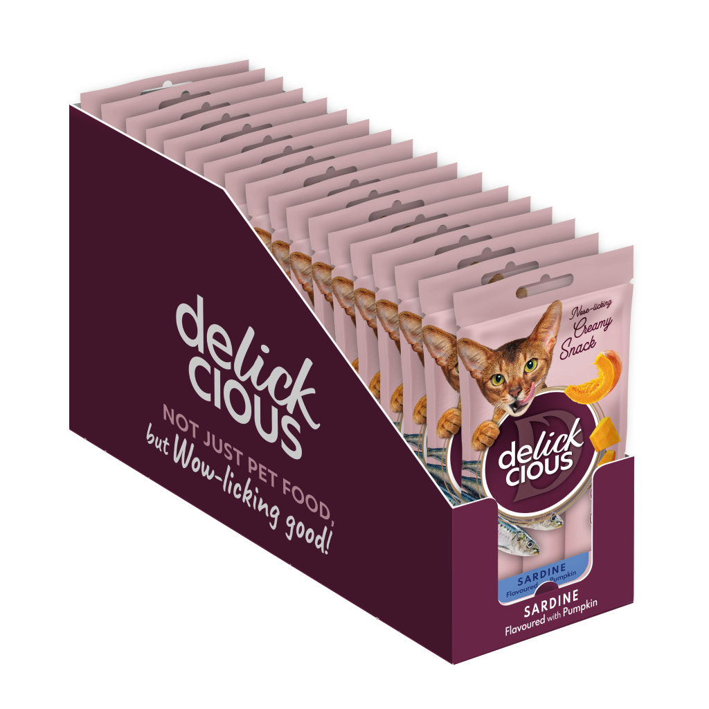 Ласощі для котів Delickcious Сардина з додаванням гарбуза 4 х 15 г (4820269141636) - изображение 8