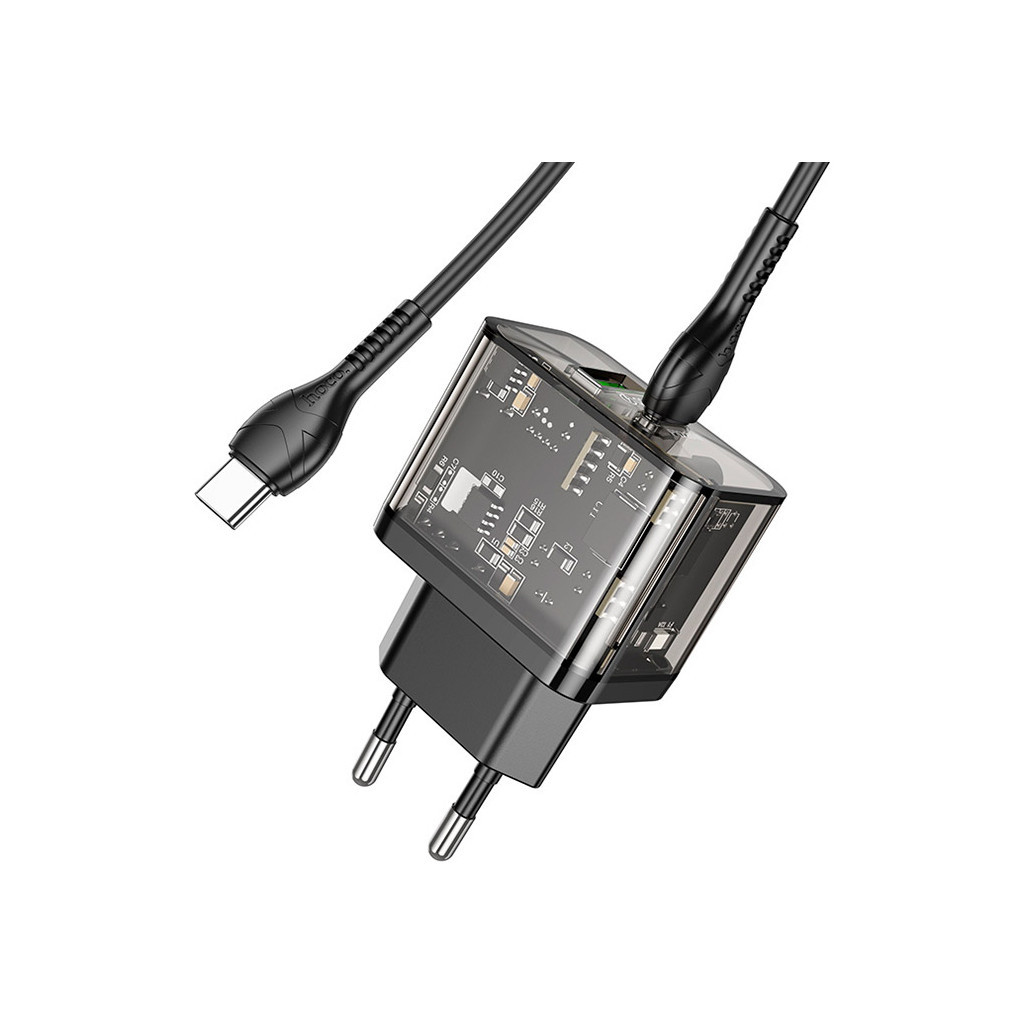 Зарядний пристрій HOCO N34 Dazzling dual-port Black (6931474799180) - зображення 4