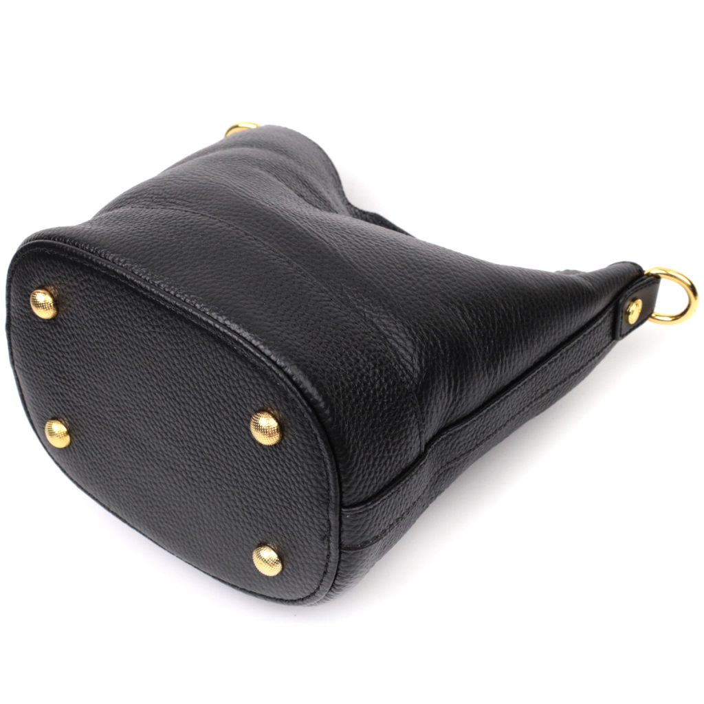 Сумка Vintage Шкіряна жіноча з автономною косметичкою всередині Чорна (22363) - зображення 3
