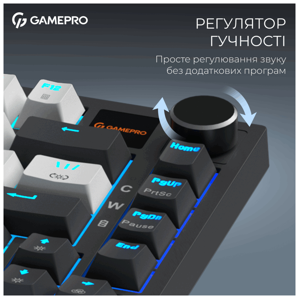 Клавіатура GamePro Asgard Valhalla Pro MK160B-D-Pro Rainy Switch Wireless/Bluetooth/USB UA Black (MK160B-D-Pro) - зображення 4