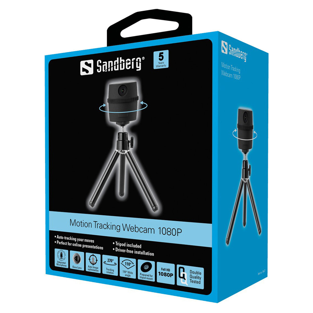 Веб-камера Sandberg Motion Tracking Webcam 1080P + Tripod Black (134-27) - зображення 4