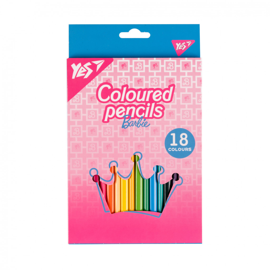 Олівці кольорові Yes 18 кольорів Barbie рожевий (290735) - зображення 1