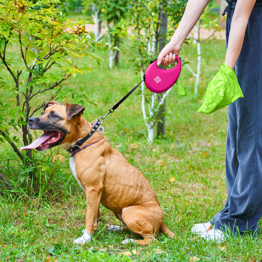 Повідець для собак WAUDOG R-leash з контейнером для пакетів S до 12 кг 3 м рожевий (26277) - зображення 9