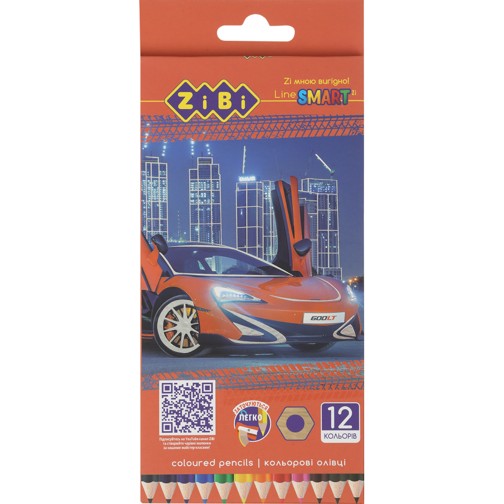 Олівці кольорові ZiBi Car шестигранні 12 кольорів (ZB.2446) - зображення 1