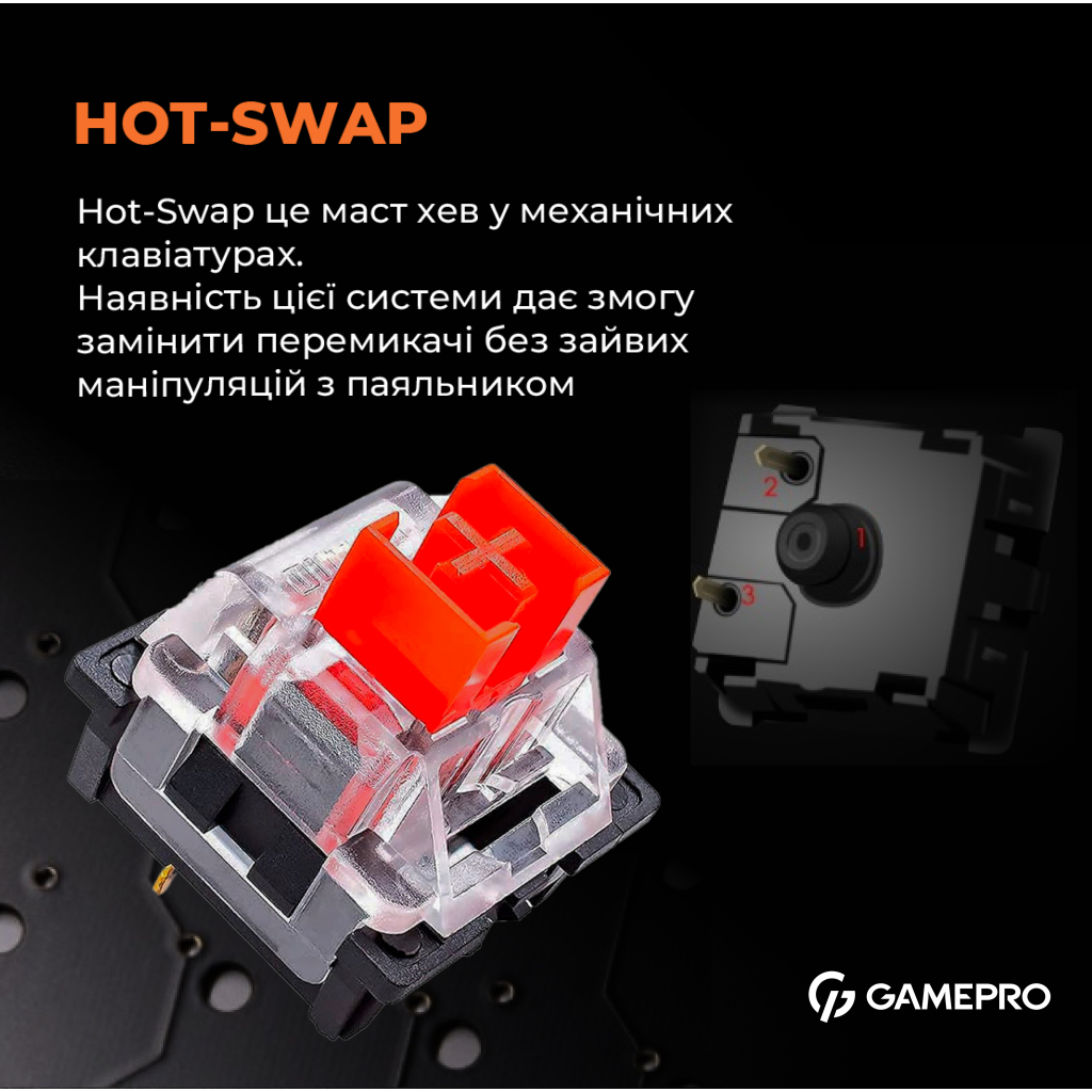 Клавіатура GamePro MK130R Hot-Swap Red Swich RGB USB UA Black - зображення 7
