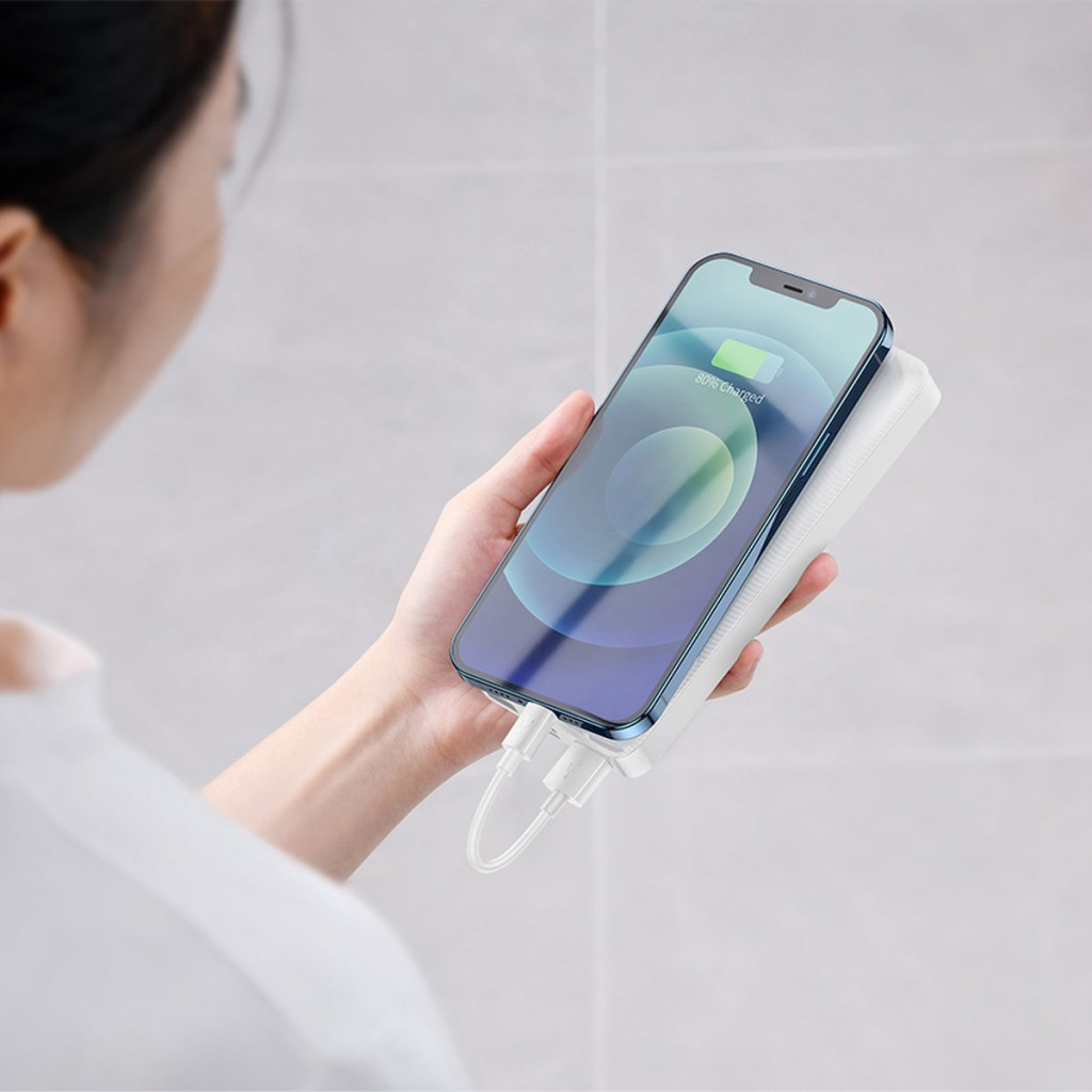 Батарея універсальна Baseus Bipow 30000mAh, 15W, USB-C/3A, 2*USB-A/3A(max.), +cable, white (PPBD050202) - зображення 10