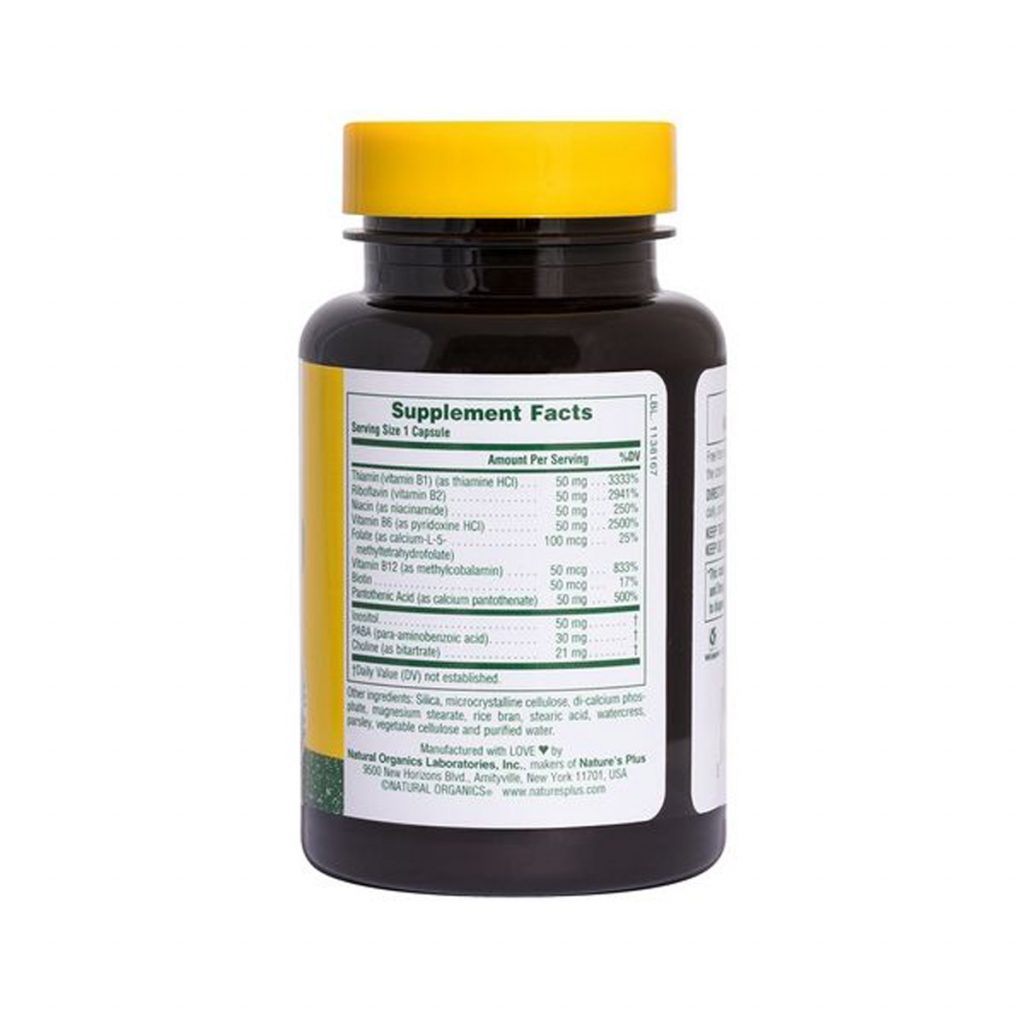 Вітамін Natures Plus Супер В-Комплекс, В-50, Nature's Plus, 60 вегетаріанських ка (NTP1310) - зображення 2