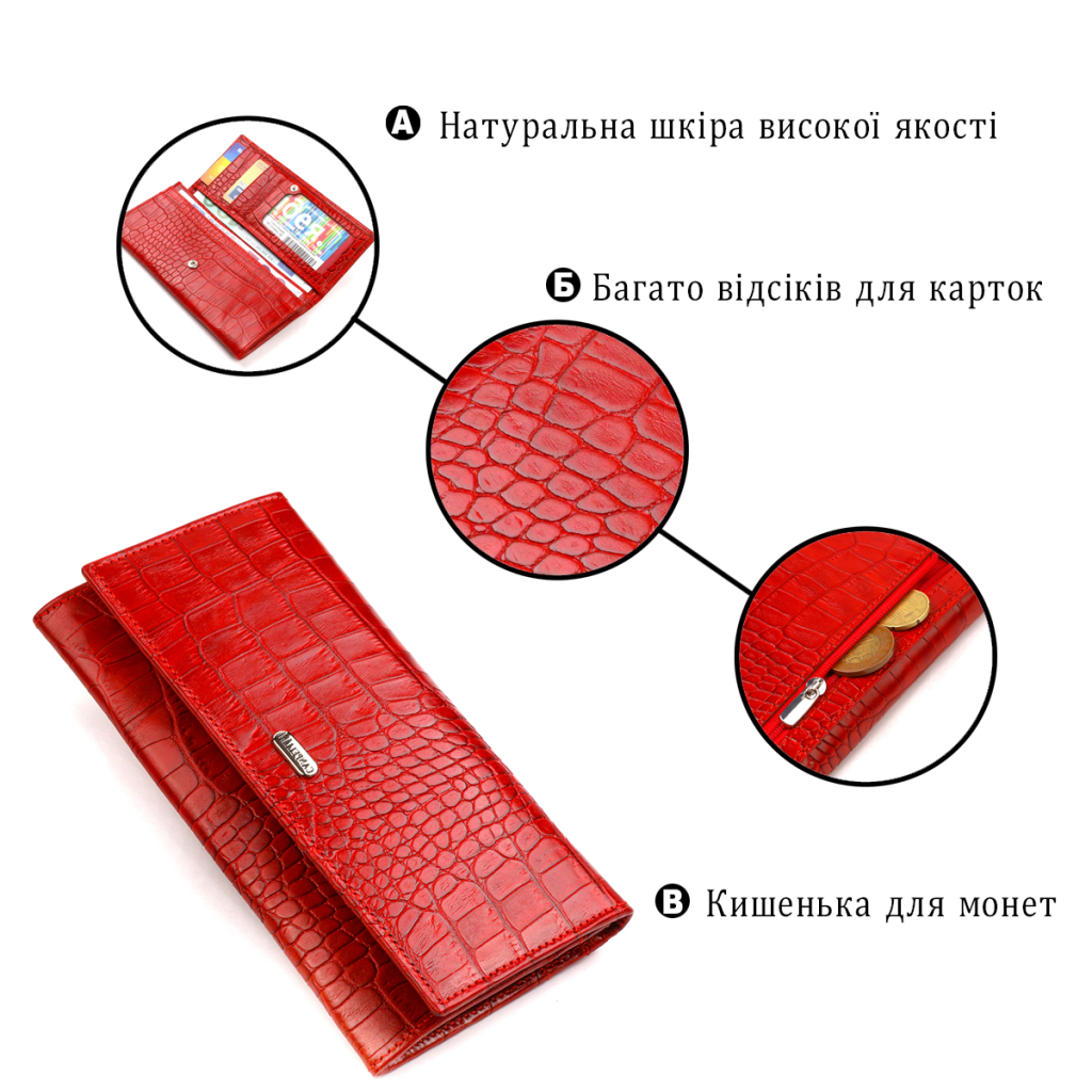 Гаманець Canpellini З натуральної шкіри Червоний (21827) - зображення 4