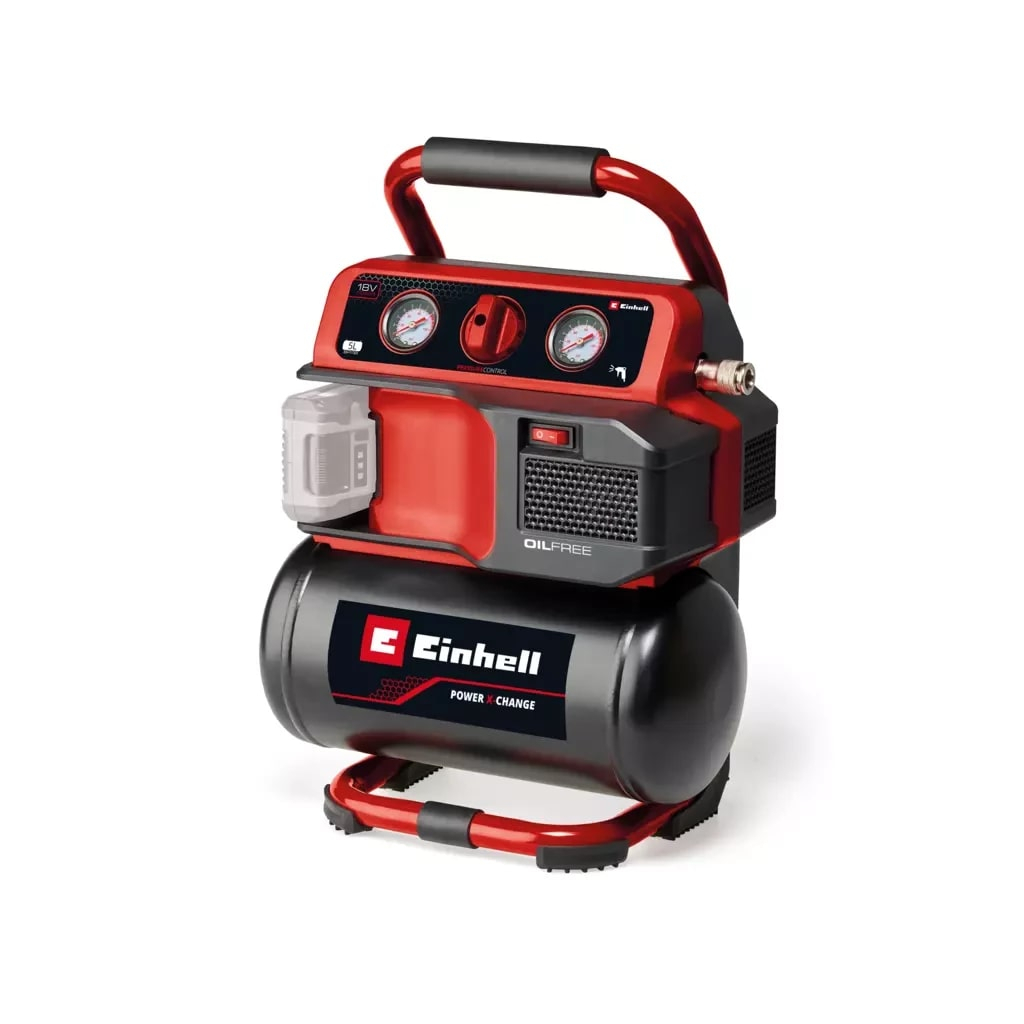 Компресор Einhell TE-AC 18/75 Li OF - Solo, 18В PXC, 8бар, 75л/хв, 5л, (без АКБ та ЗП) (4020410) - зображення 1