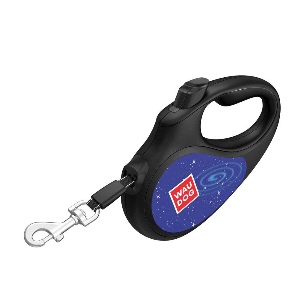 Повідок для собак WAUDOG R-leash "Ракета" світловідбивна стрічка М до 25 кг 5 м чорний (8125-0125-01) - зображення 4