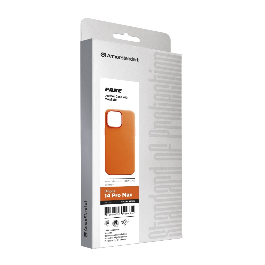 Чохол до мобільного телефона Armorstandart FAKE Leather Case Apple iPhone 14 Pro Max Golden Brown (ARM64463) - зображення 4