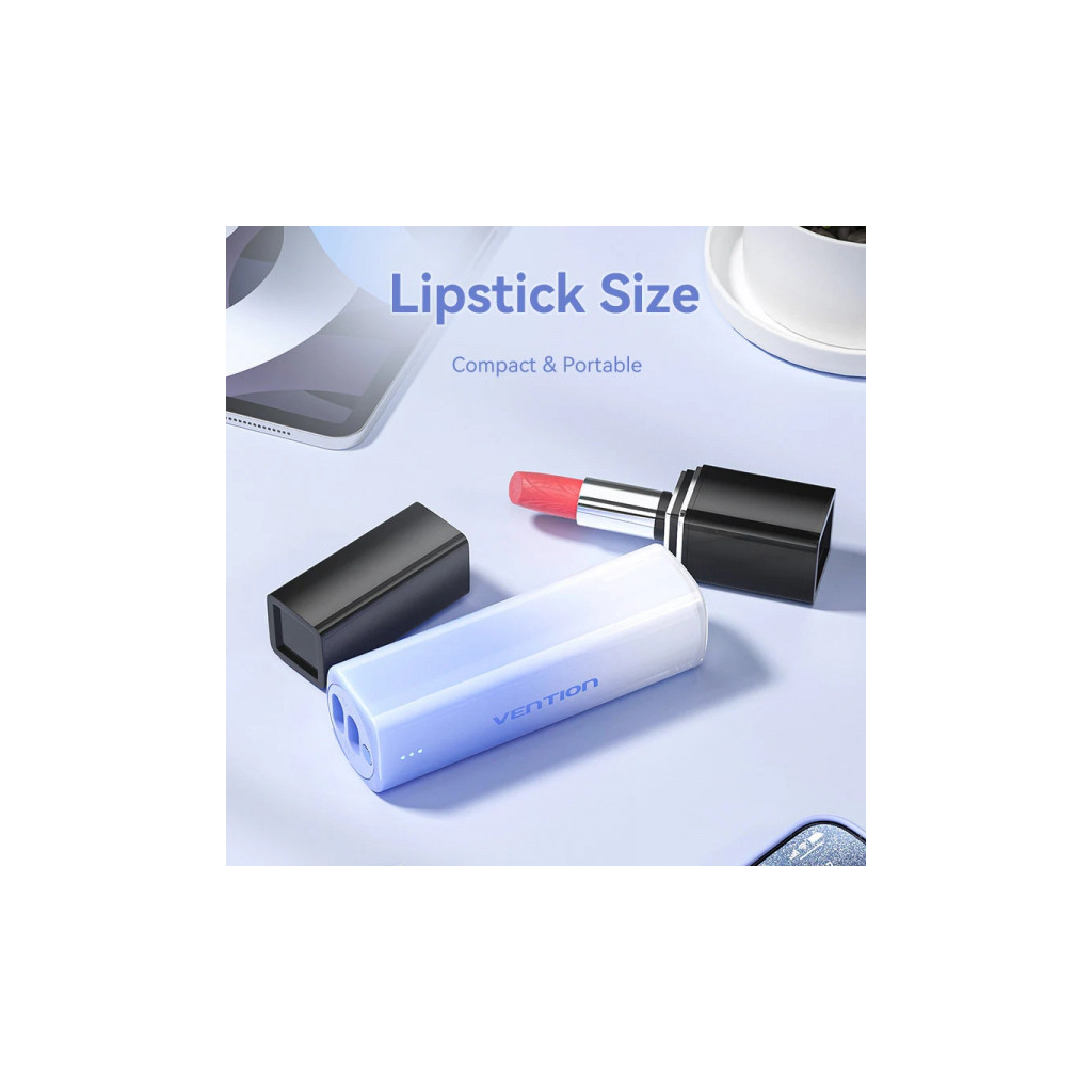 Батарея універсальна VENTION 5000mAh 20W PD, USB-C In/Out, Lightning In/Out, with cable, Gradient Blue (FHWL0) - picture 7