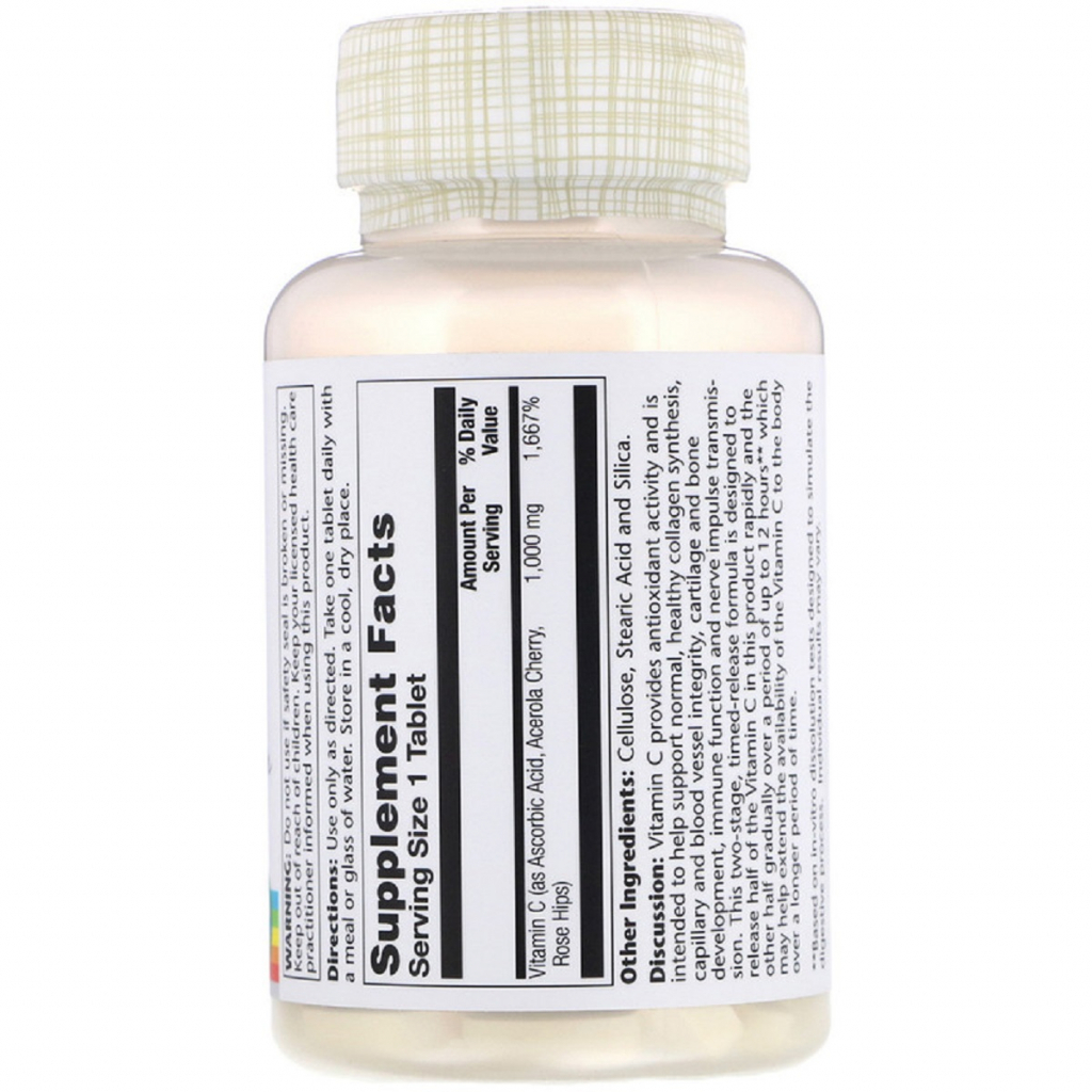 Вітамін Solaray Вітамін С двофазним Вивільнення, Vitamin C, 1000 мг, 100 Та (SOR-04453) - зображення 2