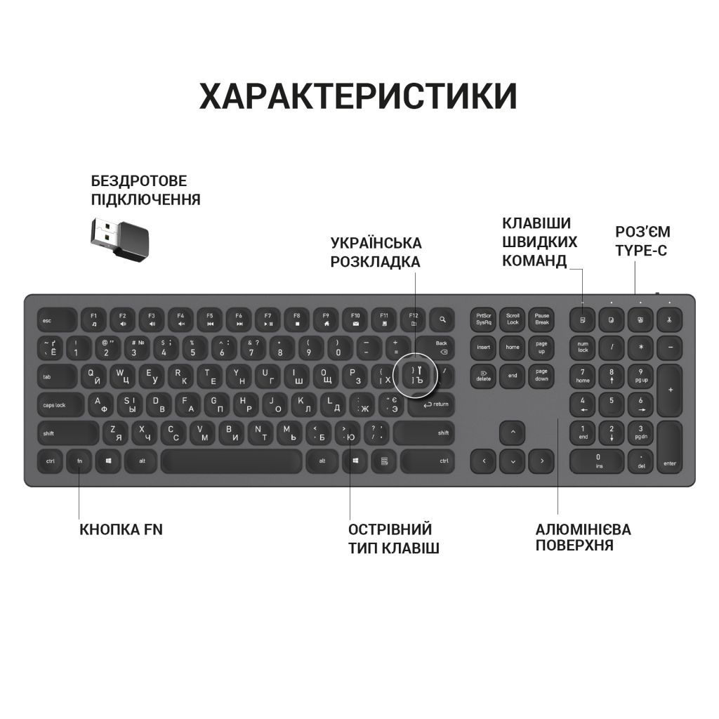 Клавіатура OfficePro SK1550 Wireless Black (SK1550B) - зображення 5