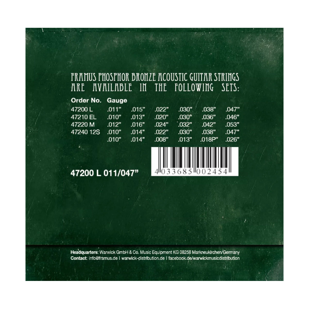 Струни для гітари Framus Phosphor Bronze Light (11-47) (47200 L) - зображення 2