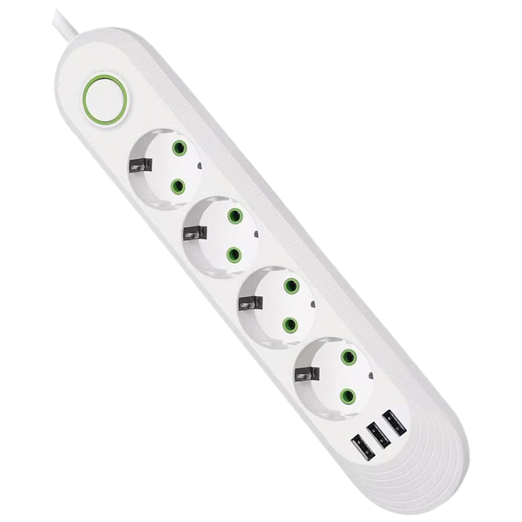 Мережевий фільтр живлення Voltronic F04U, 4роз EU, 3*USB White (F04U-White) - зображення 1