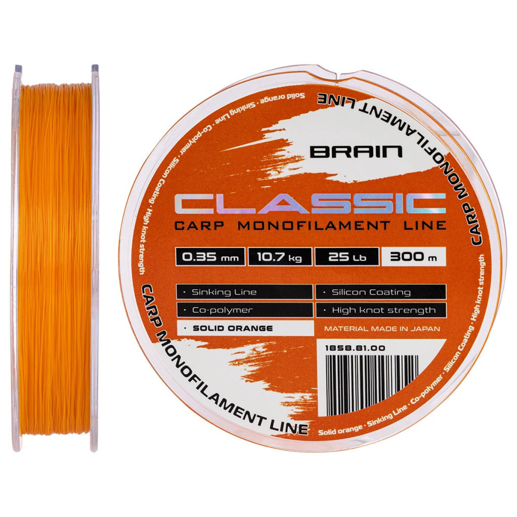 Волосінь Brain Classic Carp Line (solid orange) 300m 0.35mm 25lb 10.7kg (1858.81.00) - зображення 1