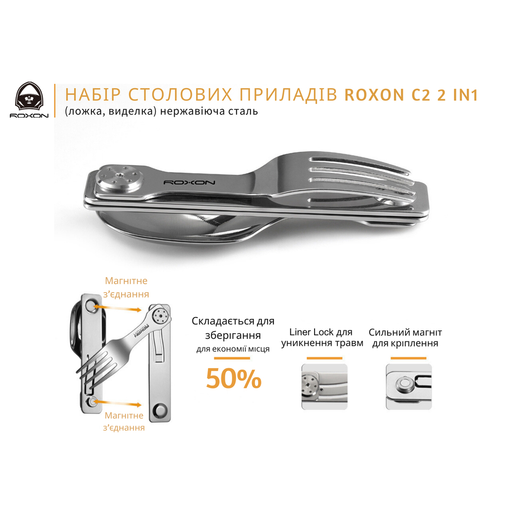 Набір туристичного посуду Roxon C2 2 in1 (ложка, виделка) (RoxC2) - зображення 8
