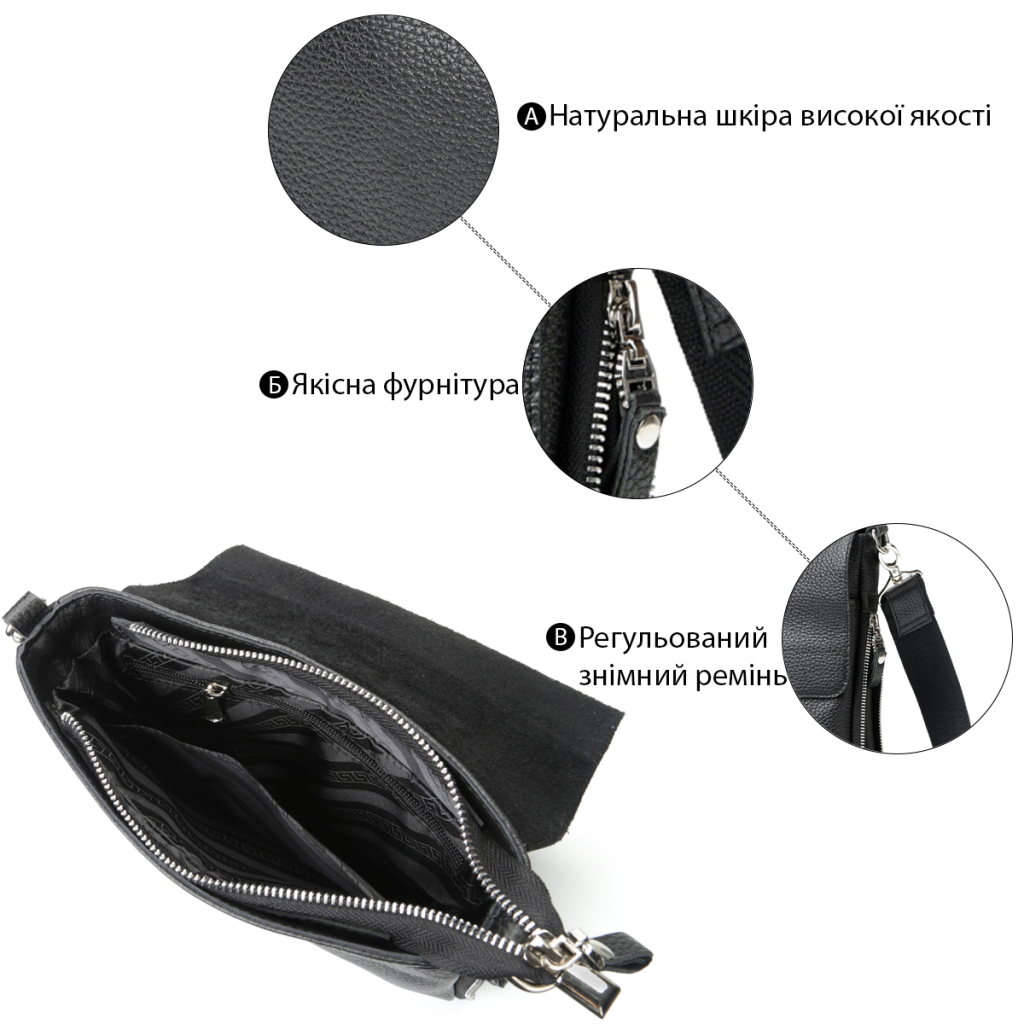 Сумка Shvigel Шкіряна Чорна (11016) - зображення 4