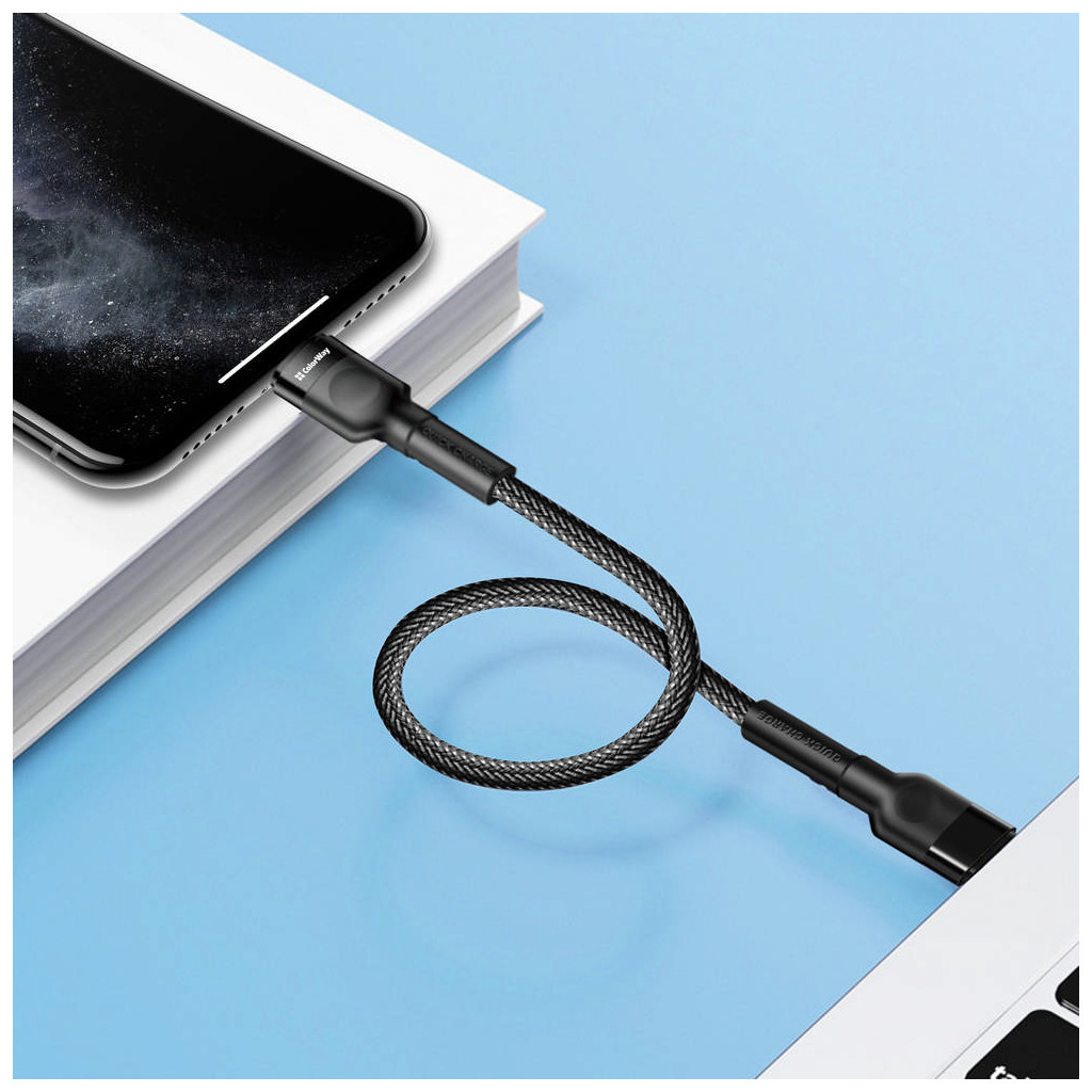 Дата кабель USB-C to Lightning 0.3m 3А black ColorWay (CW-CBPDCL054-BK) - зображення 8