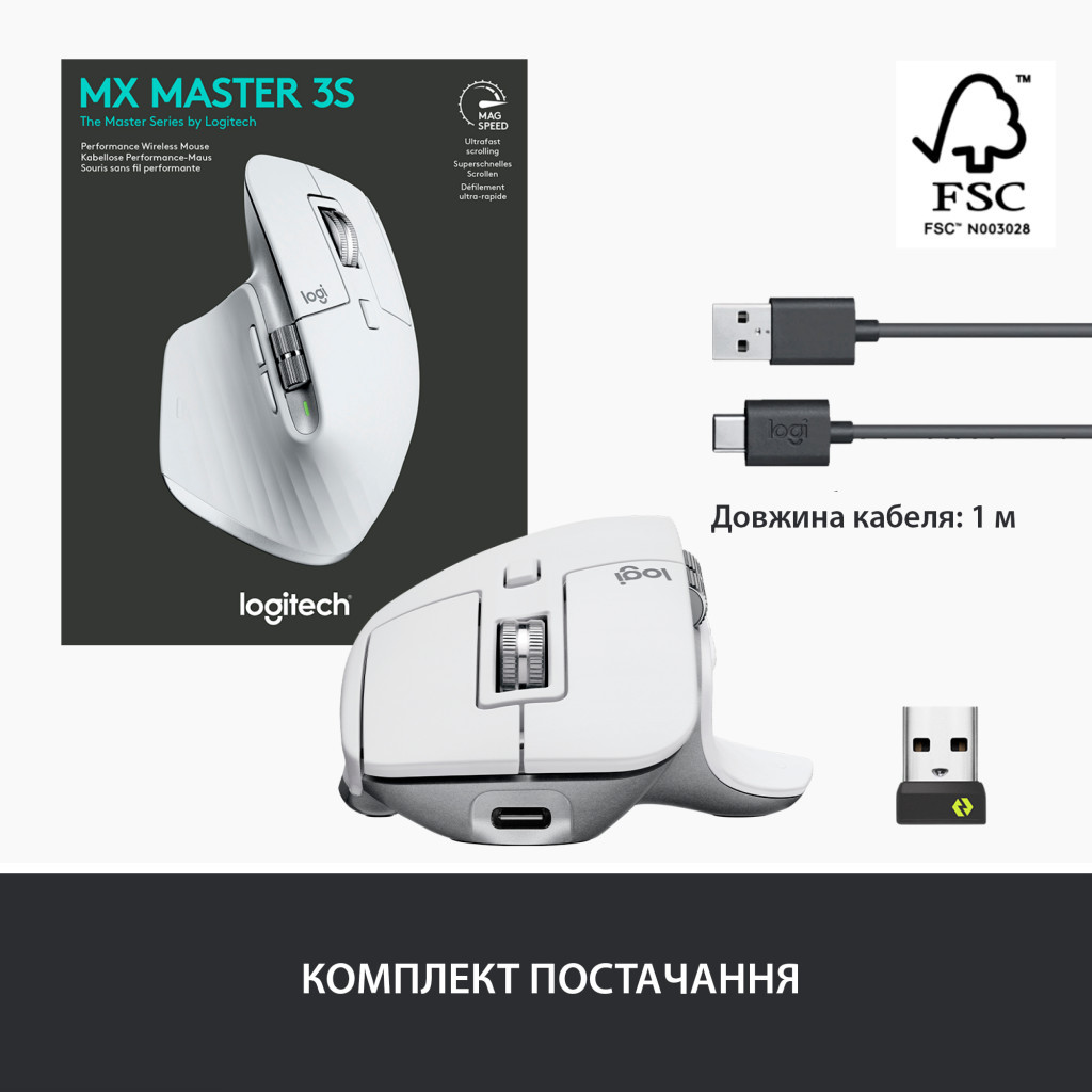 Мишка Logitech MX Master 3S Performance Wireless Mouse Bluetooth Pale Grey (910-006560) - зображення 10