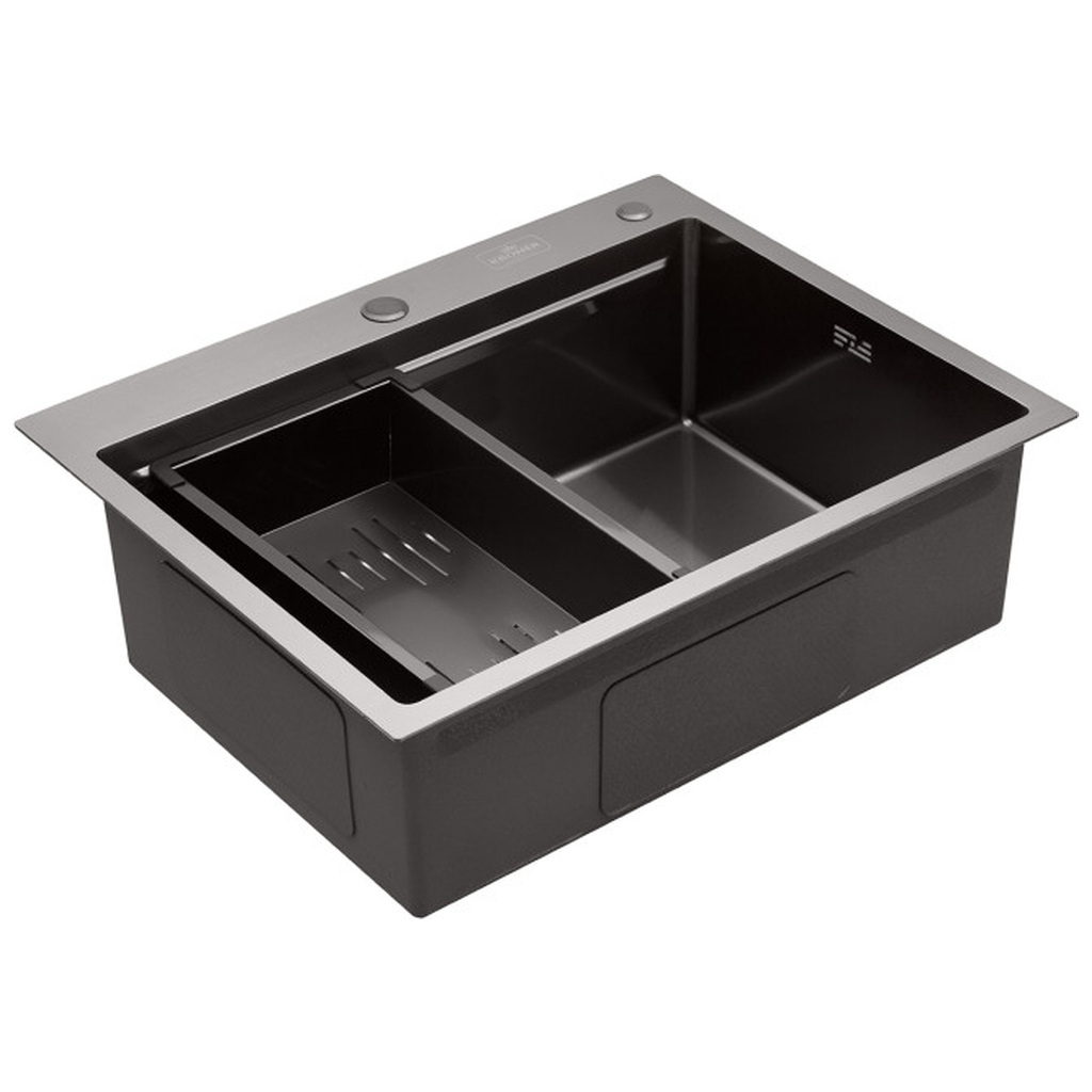 Мийка кухонна Kroner KRPSchwarze-6350HMPVD (CV031453) - зображення 4