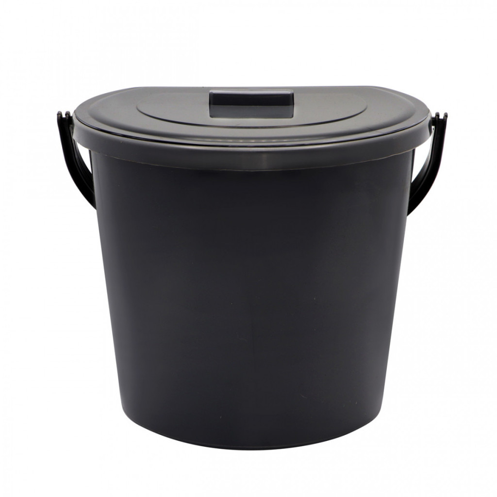 Відро господарське Горизонт Пристінне з кришкою Металік 11 л (гор-02033/металік) - зображення 1