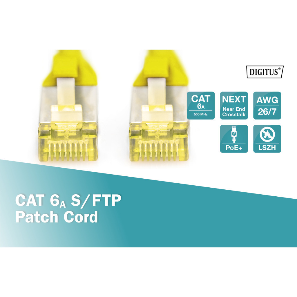 Патч-корд Digitus 1м, CAT 6a S-FTP, AWG 26/7, Cu, LSZH, yellow (DK-1644-A-010/Y) - изображение 5