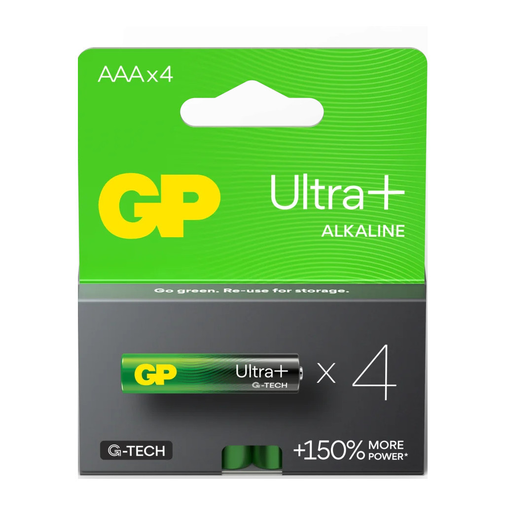 Батарейка Gp AAA LR03 Ultra Plus Alcaline * 4 (GP24AUP-2UE4) - зображення 1