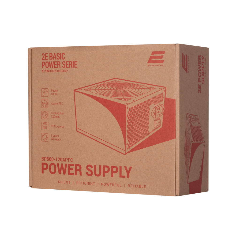 Блок живлення 2E BASIC POWER (600W), 80, 120mm, 1xMB 24pin(20+4), 1xCPU 8pin(4+4), 3xMolex, 4xSATA, 2xPCIe 8pin( (2E-BP600-120APFC) - зображення 10