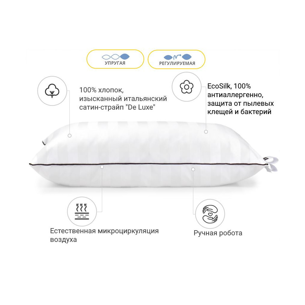 Подушка MirSon антиаллергенна Royal Eco-Soft Hand Made 500 висока 70х70 см (2200000625854) - зображення 2