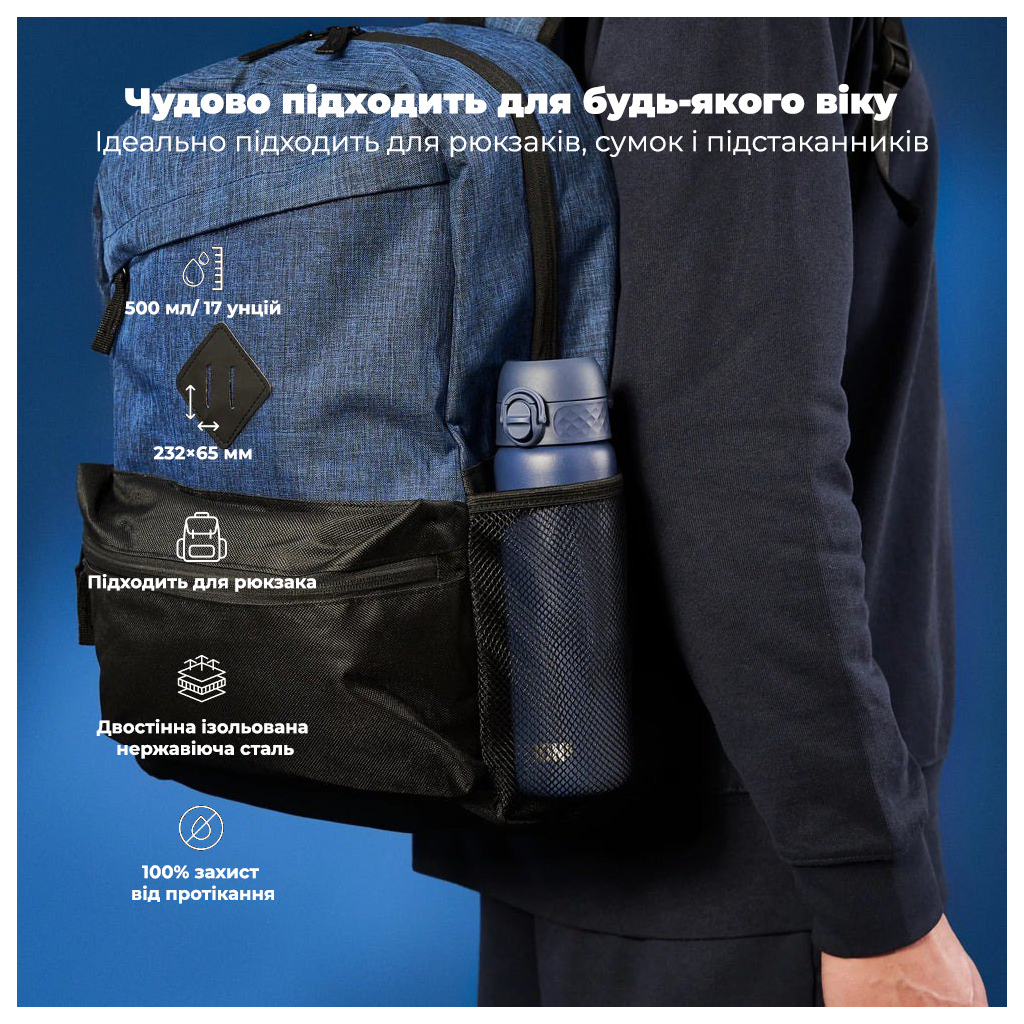 Пляшка для води ION8 OneTouch Vacuum Insulated 500 мл Navy (I8TS500NAVY) - зображення 9