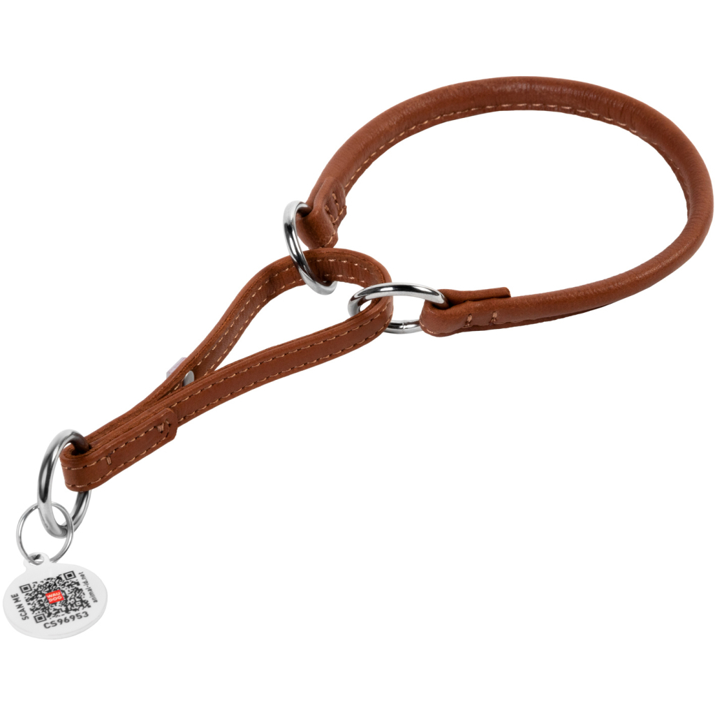 Нашийник для тварин WAUDOG Soft з QR паспортом, круглий, Ш 8 мм Д 32-40 см коричневий (75296) - зображення 2