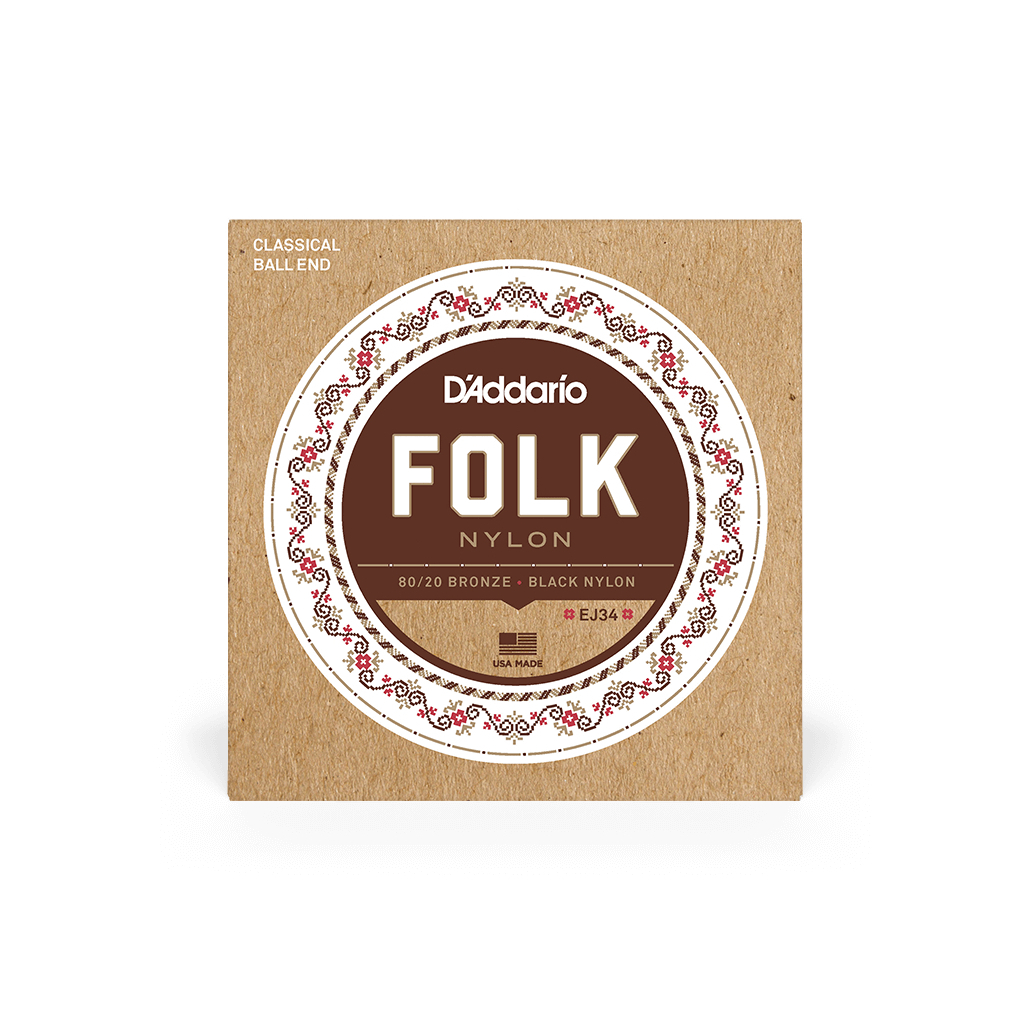 Струни для гітари D'Addario Folk Nylon 80/20 Bronze Ball End Black Treble (EJ34) - зображення 1