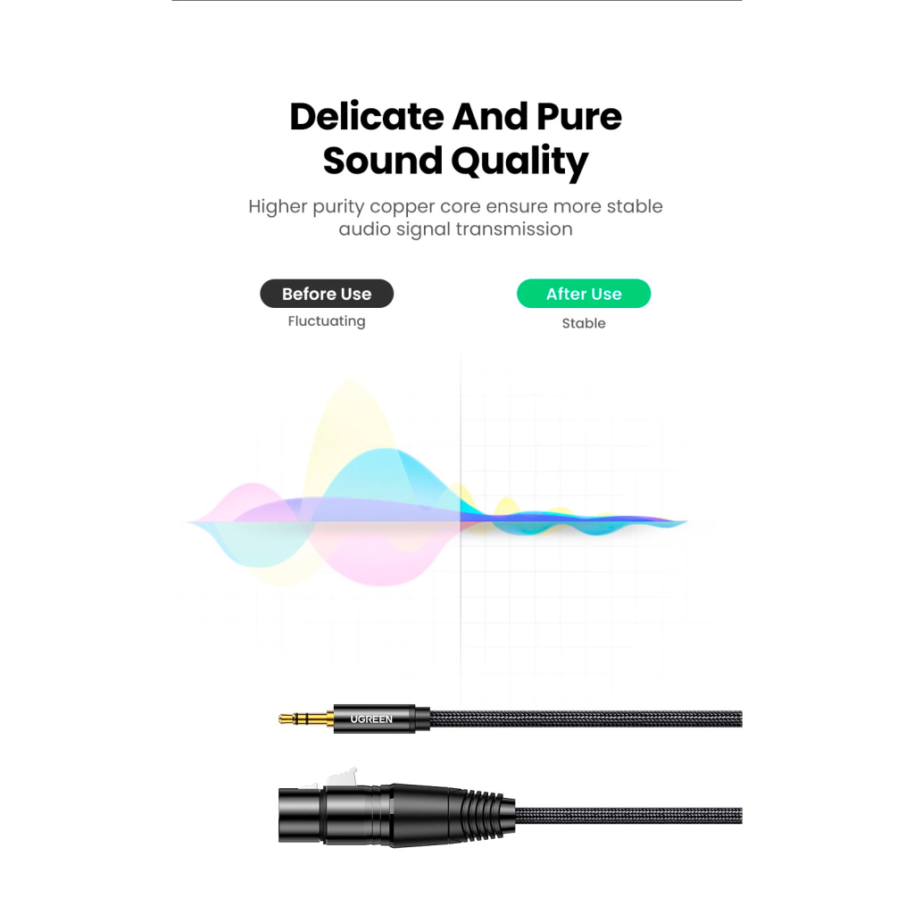 Кабель мультимедійний 3.5mm M to XLR F 1.0m AV182 black Ugreen (20763) - picture 4