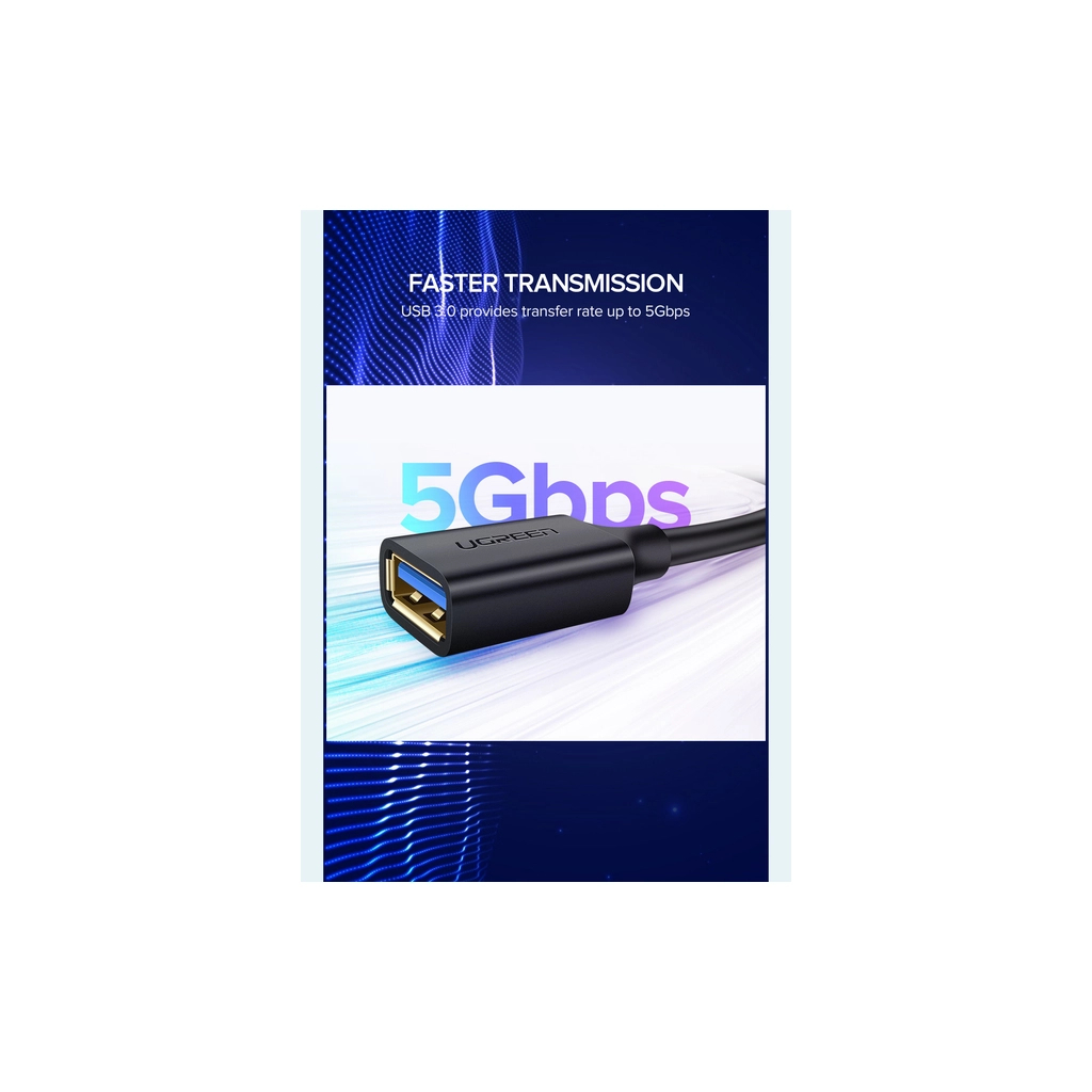 Дата кабель USB 3.0 AM/AF 1.5m US129 black Ugreen (30126) - зображення 8