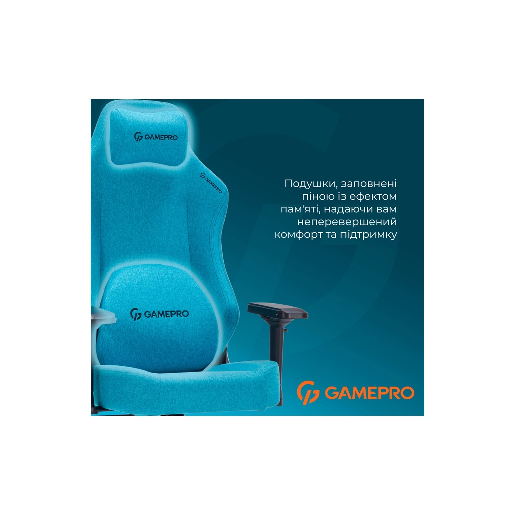 Крісло ігрове GamePro FGC750LB Size L Fabric Light Blue (FGC750LB) - зображення 8
